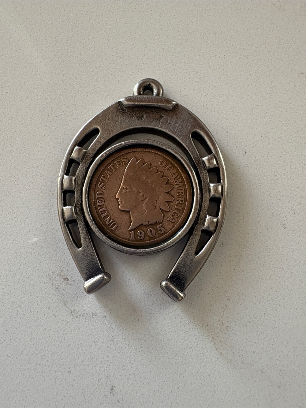 Vintage Horseshoe Coin Pendant - Brown/Copper & Silver Men’s Necklace